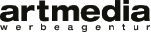 Logo der Werbeagentur Artmedia, bestehend aus de beiden Wörtern, untereinander in Kleinbuchstaben geschrieben